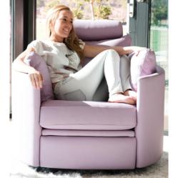 MOON (Fama) Fauteuil relax Manuel Cuir, Basculant Pivotant