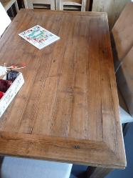 Table carrée en vieux plancher ciré STYLE ANTIQUE©