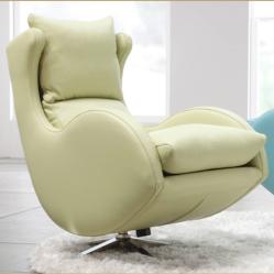 LENNY (Fama) Fauteuil Basculant et Pivotant Cuir Vert Tilleul