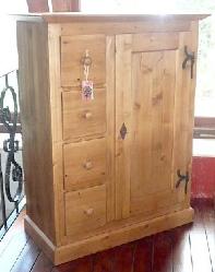 Armoire 1 Porte 4 Tiroirs en vieux bois recyclé STYLE ANTIQUE®