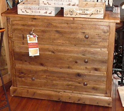 Commode 3 Tiroirs en vieux plancher ciré STYLE ANTIQUE©