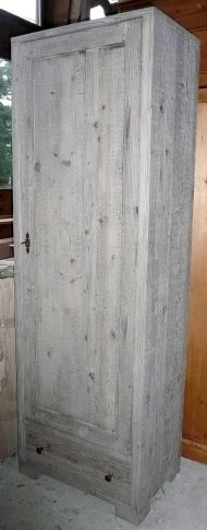 Bonnetière 1 TIROIR en vieux plancher teintée GRIS cirée Incolore STYLE ANTIQUE©