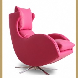 LENNY (Fama) Fauteuil Basculant et Pivotant Cuir Fushia